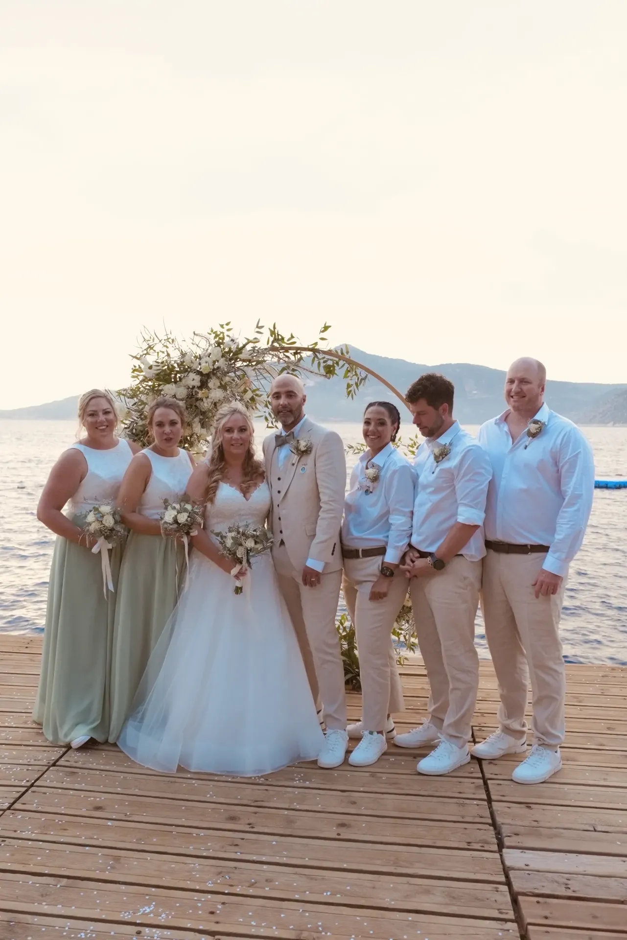 Close-up of wedding ring exchange during ceremony
