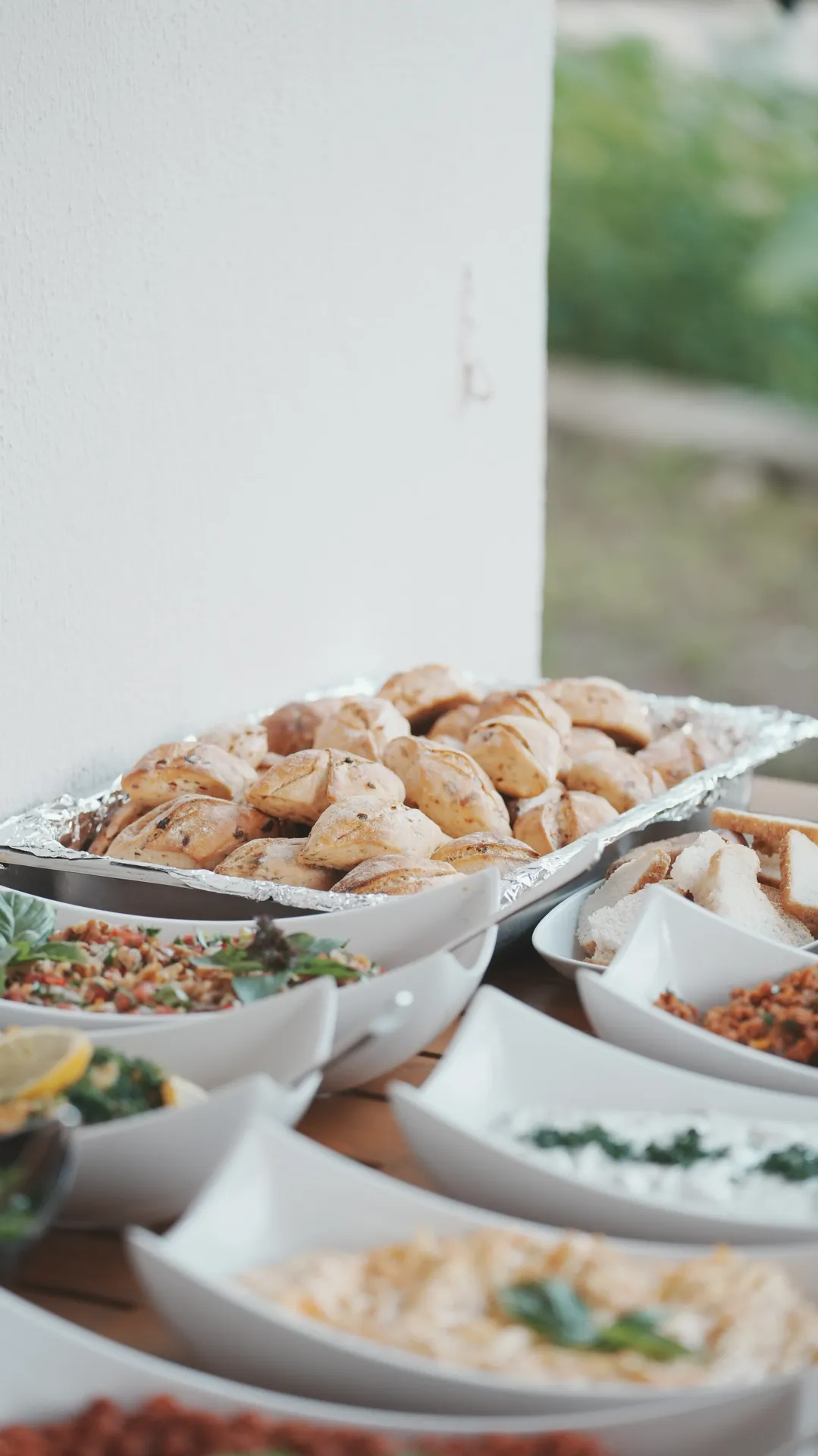 Traditional Turkish gozleme flatbread catering presentation